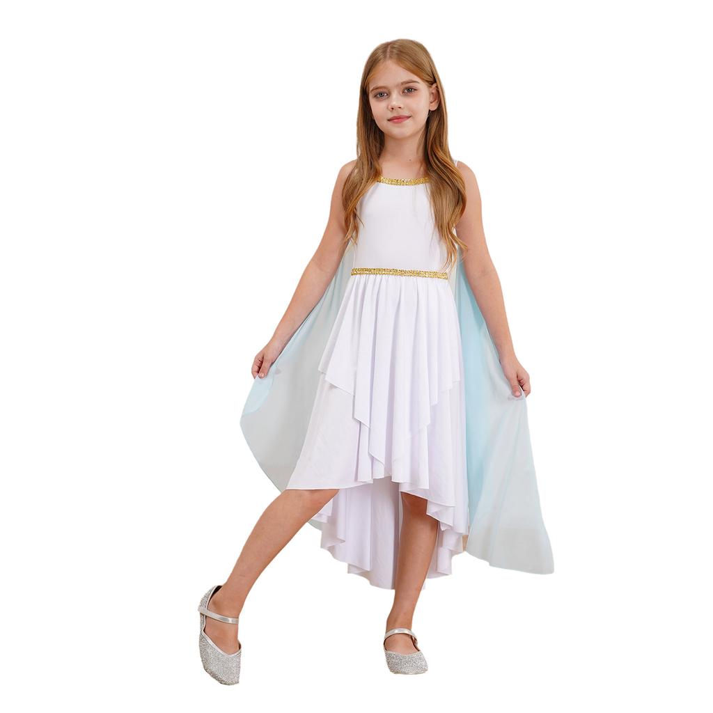 Versatile Ancient Toga Dress for Girls: One-Piece Flowy Costume, Easy to Style as Greek, Roman or Egyptian Princess