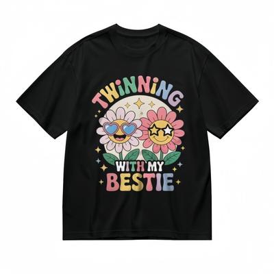 Women's Trend All-Season Classic T-Shirt Mens Womens Tees Top Glitter Twin Blooms Art Design Tee