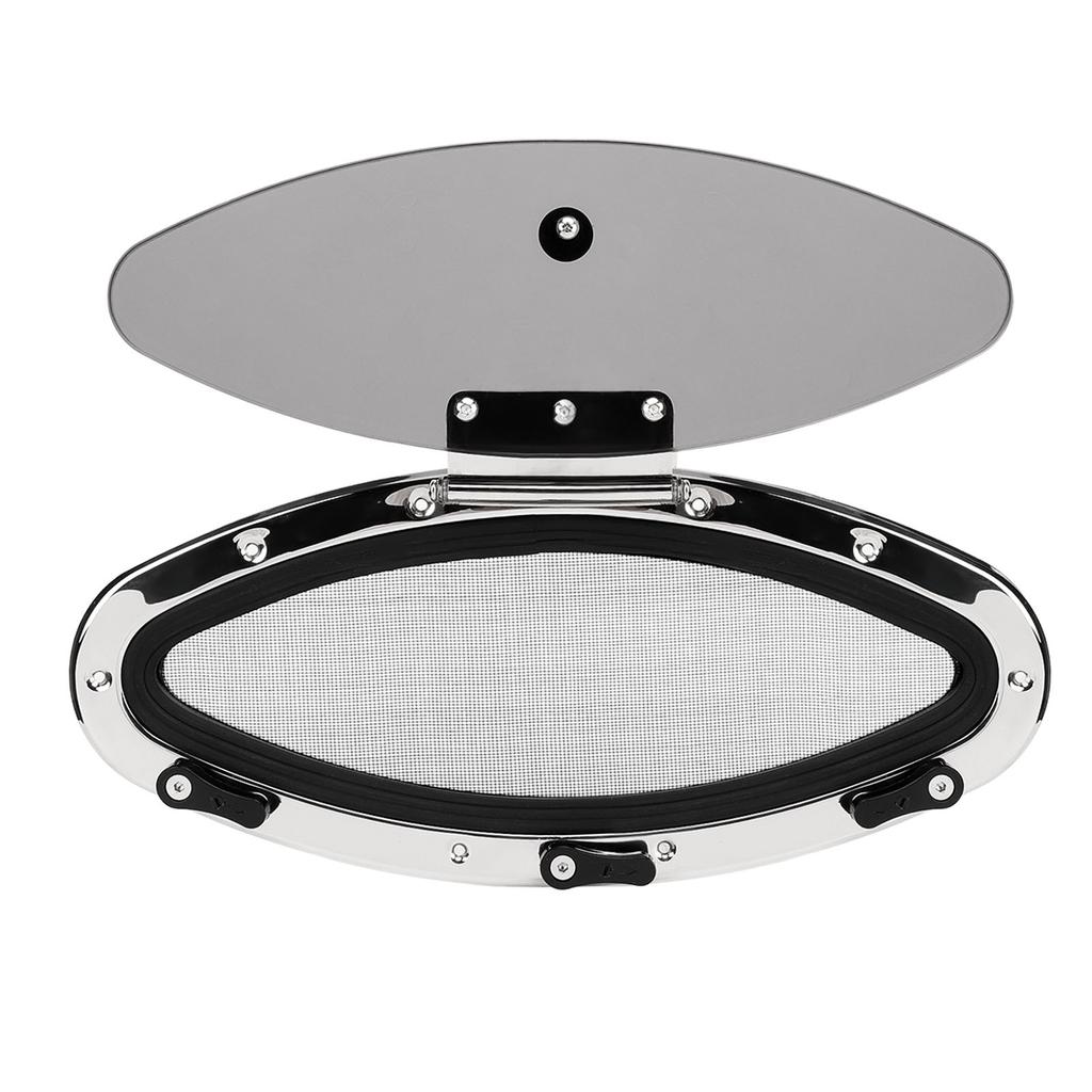 16.06x5.83in Овальное иллюминаторное окно для лодки Открывающееся внутрь Закаленное стекло УФ-защита Водонепроницаемый Иллюминатор Люк Сетчатый барьер