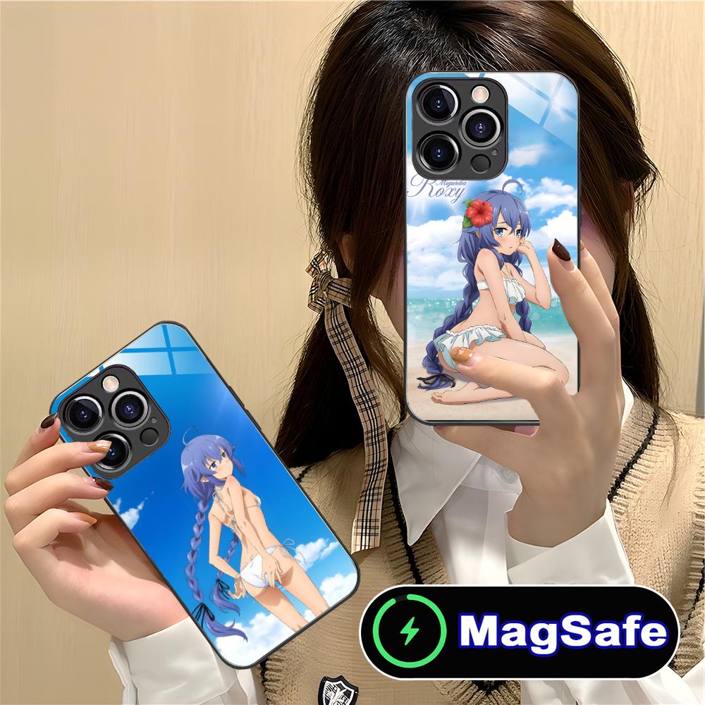 Чехол для мобильного телефона Mushoku Tensei Roxy для iPhone 17 16 15 14 13 12 11 Air Pro Max Plus Mini MagSafe Стеклянный Цветной Чехол Люкс