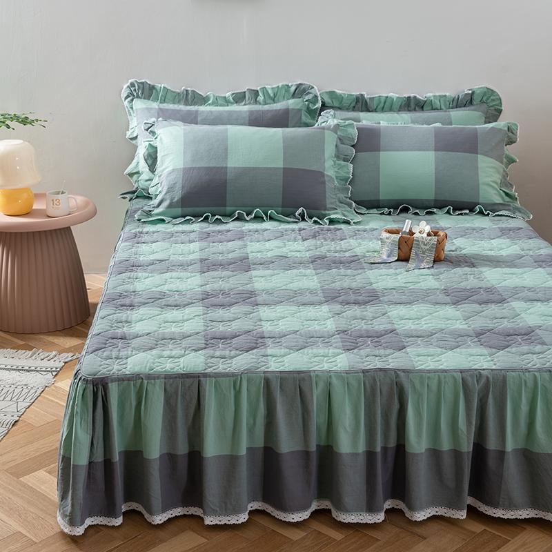 Sleeping Grid A-Class Antibacterial Color Woven All Cotton Washed Cotton Clip Cotton Edge Bed Skirt