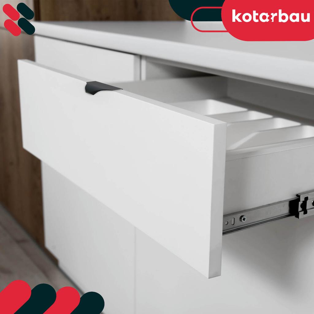Kotarbau® Modern Edge Furniture Handle Aluminum Matte Black 96 / 116 Mm Set Of 10
