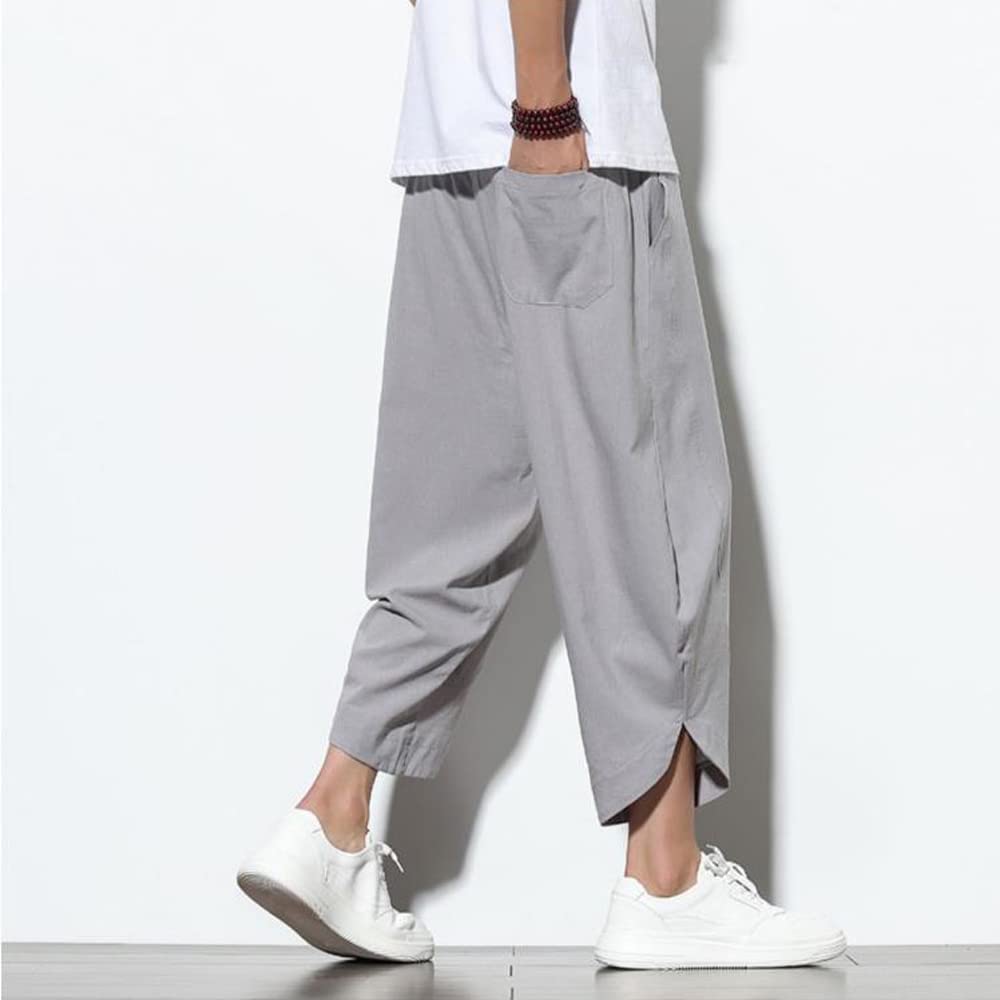 GUTHONG Летние шаровары плюс укороченные однотонные зауженные регулируемые свободные повседневные брюки для и осени мужские брюки, брюки широкие, размеры, длина, цвет, брюки,