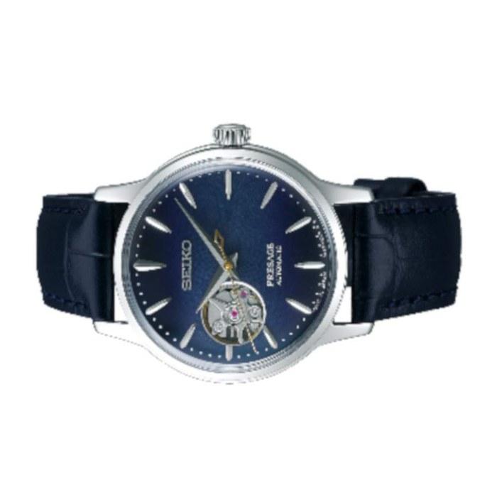 Seiko Женские часы Presage Automatic с синим циферблатом и синим кожаным ремешком SSA785J1, 41 мм