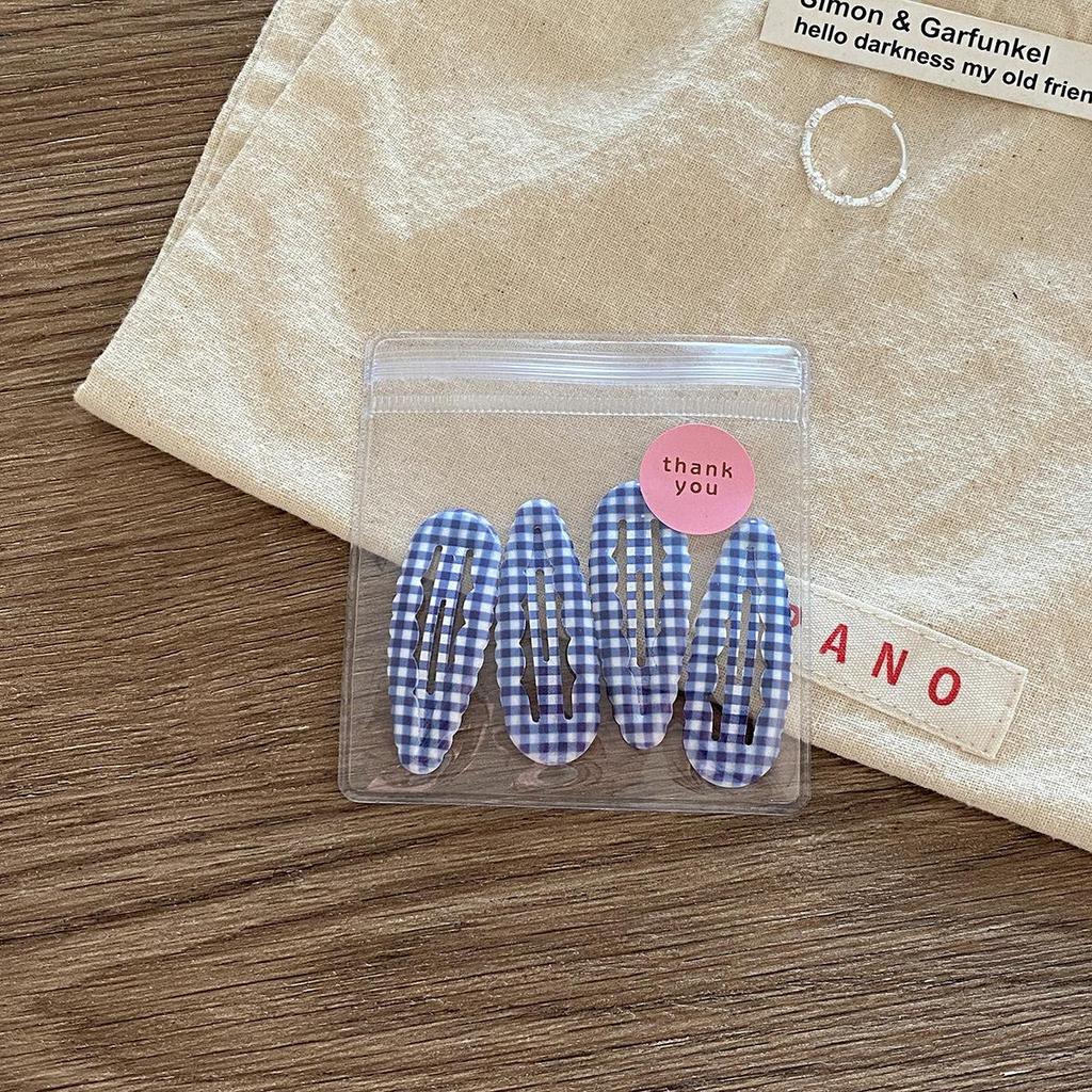 4 шт./пакет Милый Клетчатый Зажим-капля воды BB Колледж Стиль Молодые Студентки Женщины Девушки Зажим для секущихся волос Челка Заколка