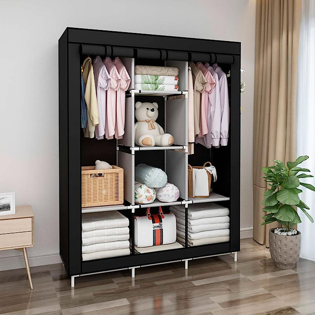 Nyana Home Fabric Dressing Room with Zipper Doors and Side Pockets Measurements 170x127x45cm