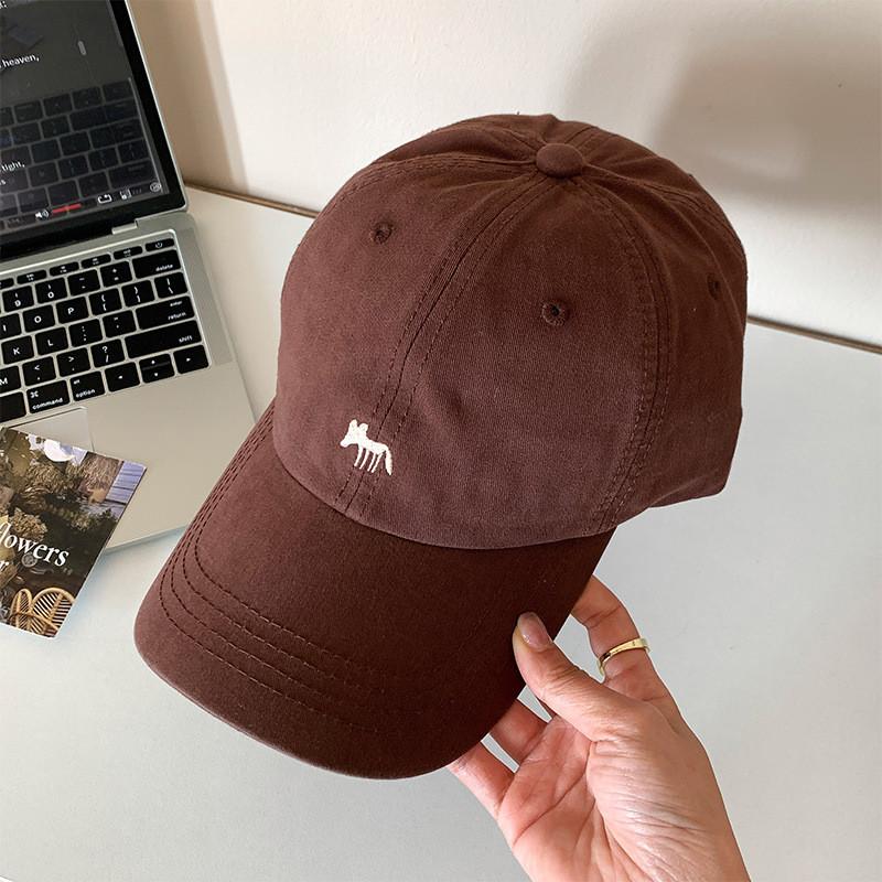 Sweet And Charming Light Blue Fox Embroidered Duckbill Hat For Spring Style