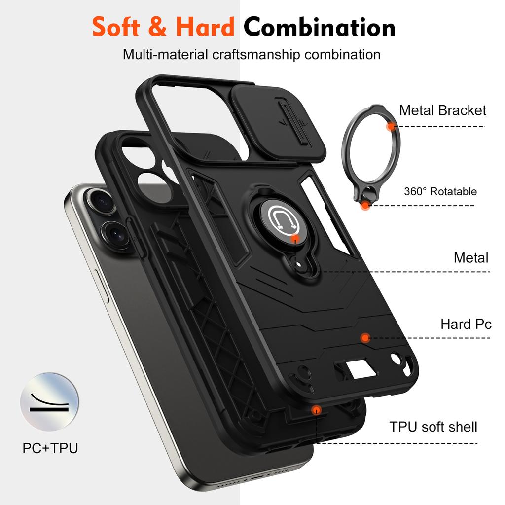 Чехол для TECNO infinix Xiaomi Xiaomi Redmi realme OPPO VIVO Samsung motorola HONOR iPhone Slide Camera Lens Car Mount Magnetic Ring Holder Armor Cover
