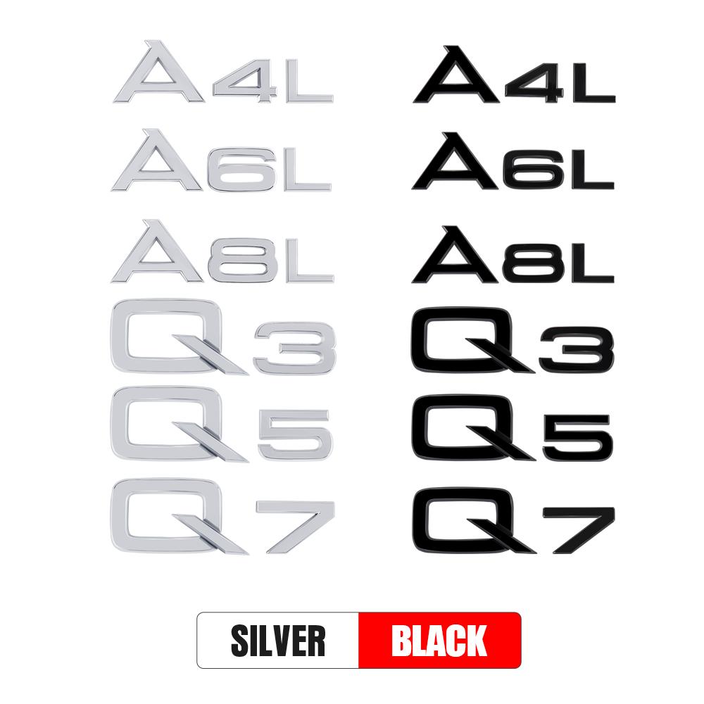 3D ABS A4L A6L A8L Q3 Q5 Q7 Letters Emblem Car Body Rear Trunk Logo Sticker For f2 Q L Series A1 A3 A4 B8 A5 A6 A7 Accessories