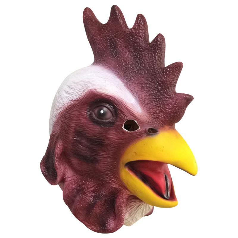 Funny Plush Rooster Mask Latex Animal Head Costume Halloween Party Cosplay Prop
