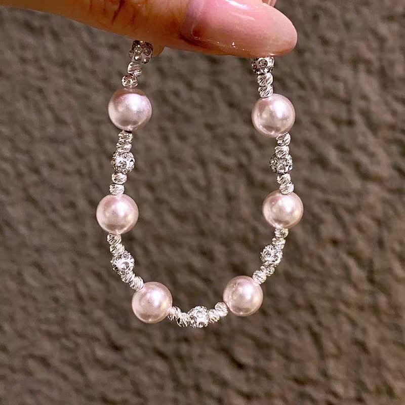 Women's Starry‑Sky Sparkling Beaded Bracelet, Luxurious Pearl & Rhinestone Ball Design