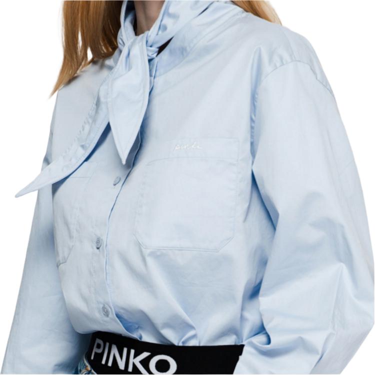 PINKO Pink Bow Tie Decorated Structured Long Sleeve Shirt Women shirts PAF261253411