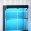 Four-tier glass display cabinet, storage, LED lighting, glass doors, smart sensors, dustproof, for living room, bedroom, offices. Black. 80*35*165cm