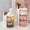 Compartment Cosmetic Holder Rotatable Desktop Storage Box Hair Accessories Organizer  Powder Puff