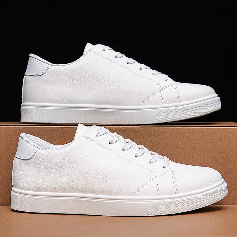 Fashion Unisex White Shoes Men Casual Shoes PU Leather Men's Sneakers Cool Street Boys Shoes Brand Male Footwear Autumn Flat Sports Shoe