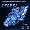 Портативный автомобильный компрессор для шин 150 PSI, воздушный насос 12000 мАч, быстрый насос для шин автомобиля, велосипеда, мотоцикла с манометром и автоотключением
