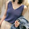 Summer Women's Outer Wear Sleeveless Ice Silk Camisole Knitted Sweater Loose V-neck Short Bottoming Shirt Top