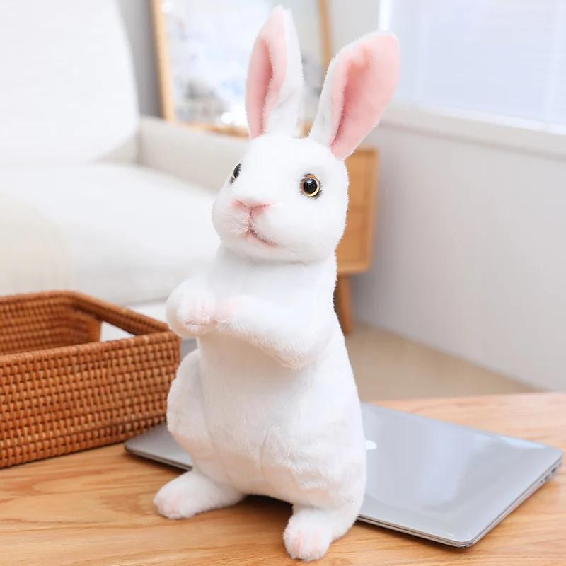 20Cm Simulation Cute Rabbit Plush Fur Realistic Kawaii Animal Easter Bunny Rabbit Toy Model Gift Home Decoration