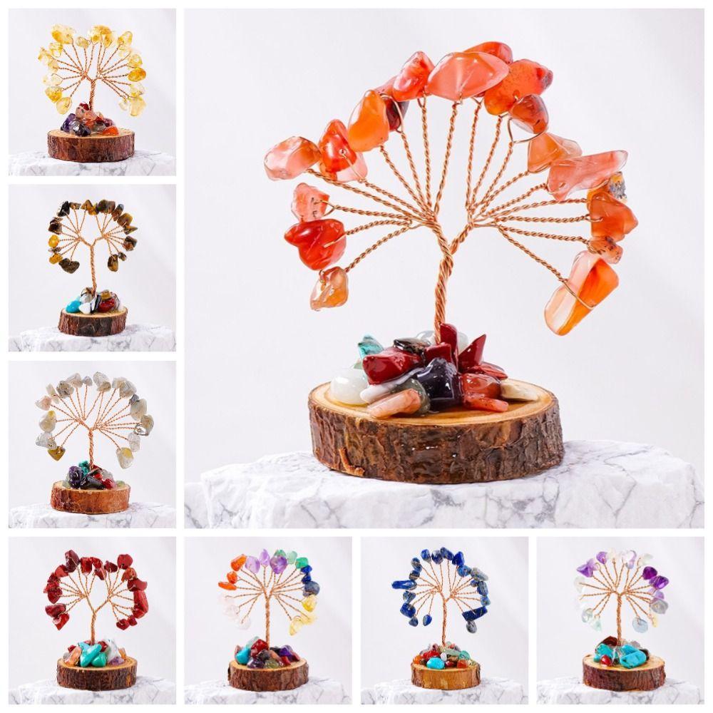 Copper Wire Crystal Wishing Tree Positive Energy Crystal Decorative Trees Desk