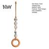Functional Laundry Room Towel Loop Beaded Hanger with Wooden Ring, Farmhouse Rustic Hand Holder, Versatile Rack for Entryway Decorative Wall
