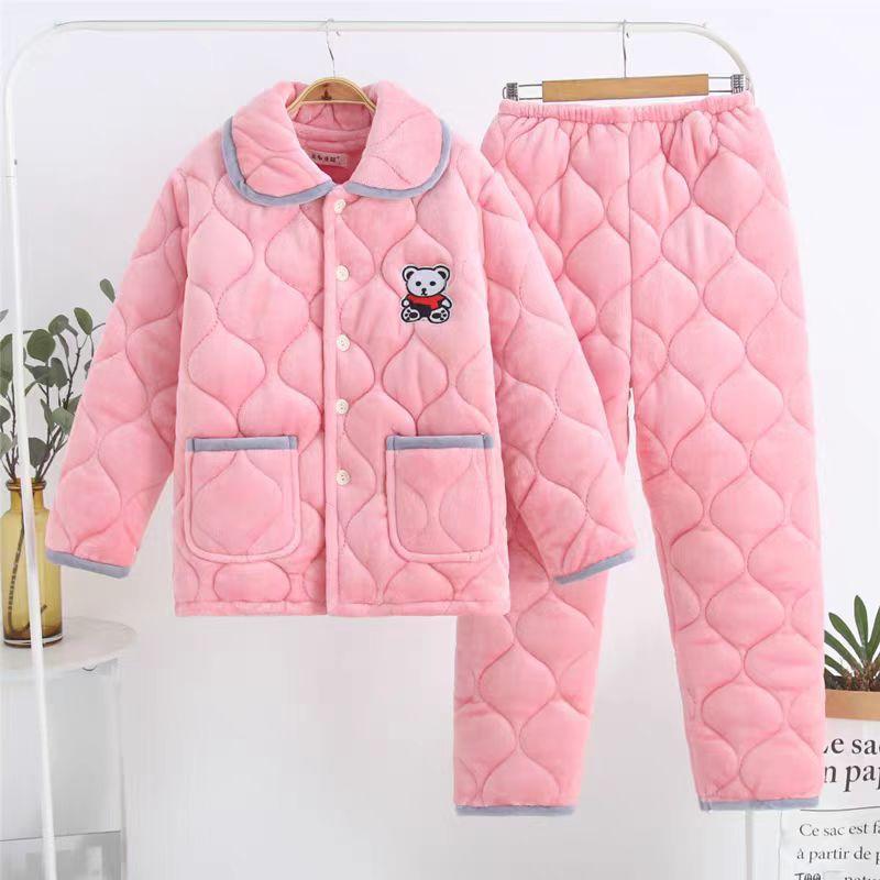 Женский костюм из кораллового флиса с подкладкой, трехслойный утолщенный, можно носить на улице, осенне-зимняя домашняя одежда, зимний флис, теплый