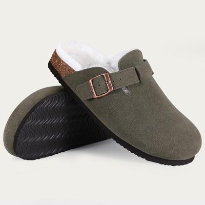 Goosecret Fuzzy Cork Footbed Mules Мужская мода замшевые балетки тапочки без застежек зимние туфли Potato Shoes женские меховые пробковые замшевые сабо