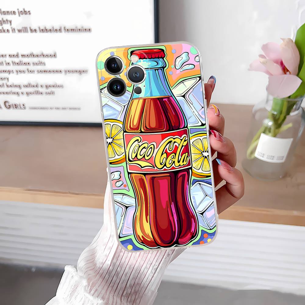 Горячий C-Coca Напитки C-Cola Для IPhone 17 16 15 11 12 13 14 Pro Max Мягкий ТПУ Силиконовый Задний Чехол Прозрачный Чехол