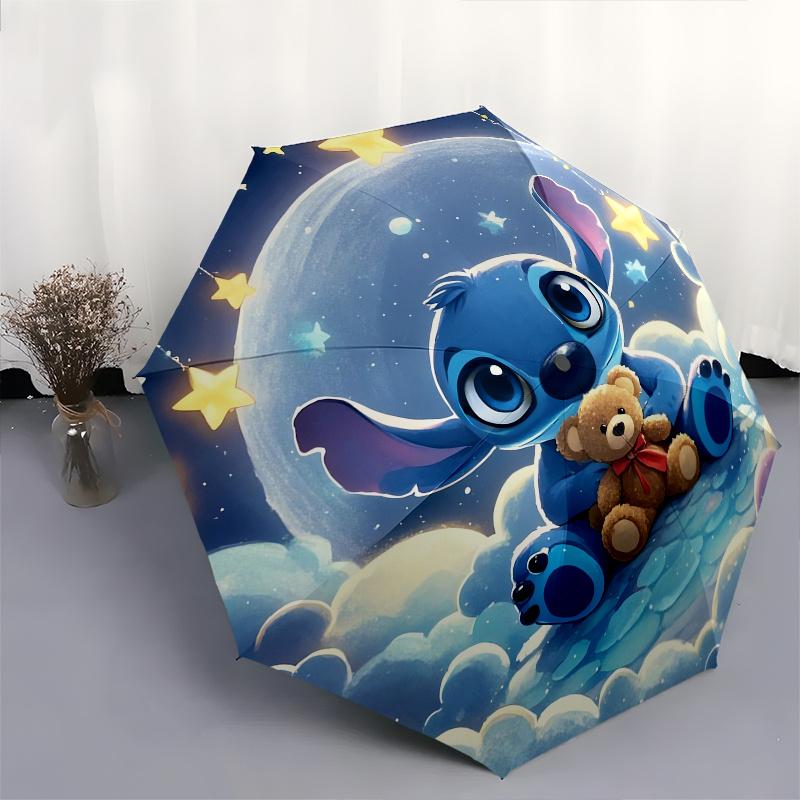 Зонт-трость Stitch, Пейзаж с облаками, Автоматическое открытие и закрытие, 8 спиц, Ветрозащитный, Портативный, Складной, Подходит для повседневных и деловых выходов, для