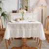 French Romantic Tablecloth Cotton Pure White Table Cloth Skirt Shape Tea Table Cloth Embroidered Tablecloth Coffee Table Cover