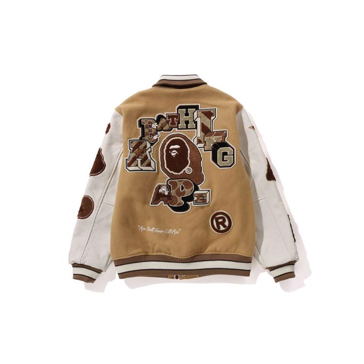 A Bathing Ape appliqué-detail varsity jacket 1J80-141-001