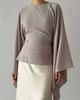 1116 New bat-sleeved solid-color top, lace-up, slim-fitting, fashionable and thin