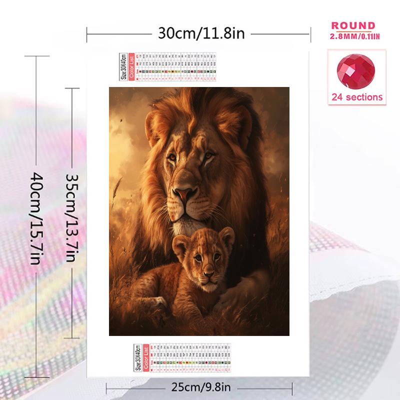 Brown lion Pattern 3pcs 100% Round Full Drill 5D DIY Diamond Painting Embroidery Cross Stitch Rhinestone Décor