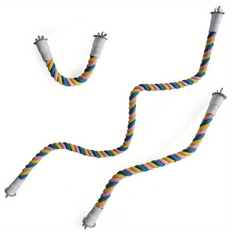 Игрушки для укусов домашних птиц Игрушки для попугаев из цветной хлопковой веревки Эластичные игрушки для лазанья попугаев Прочная клетка для качелей для птиц Подставка для игрушек для домашних животных