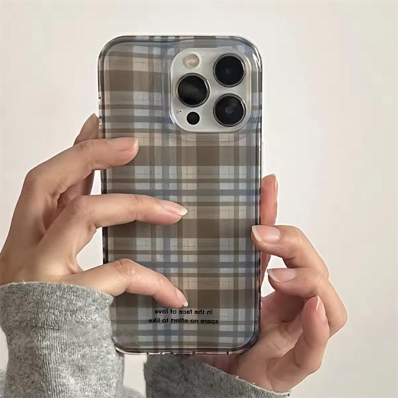 Эстетичный Академический Стиль Клетка Чехол для Телефона Для iPhone 16 15 14 13 12 11 Pro Max 16E X XR XS Max 7 8 Plus Защитный Чехол