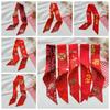 Dragon Pattern Long Scarf New Year Scarves Scarf Hair Band All-match New Year Red Silk Scarf Women