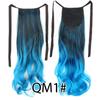 Colorful Ombre 2 Tone Cosplay Ponytail Hair Extension Body Wavy Fake One Piece Clip In Tie Up Pony Tail Dark Green/Green