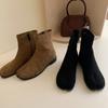 IPPEUM Женские ботильоны с разрезом на щиколотке и раздельным пальцем, черная искусственная замша, осень 2024, боковая молния, плоские туфли таби с раздельным пальцем