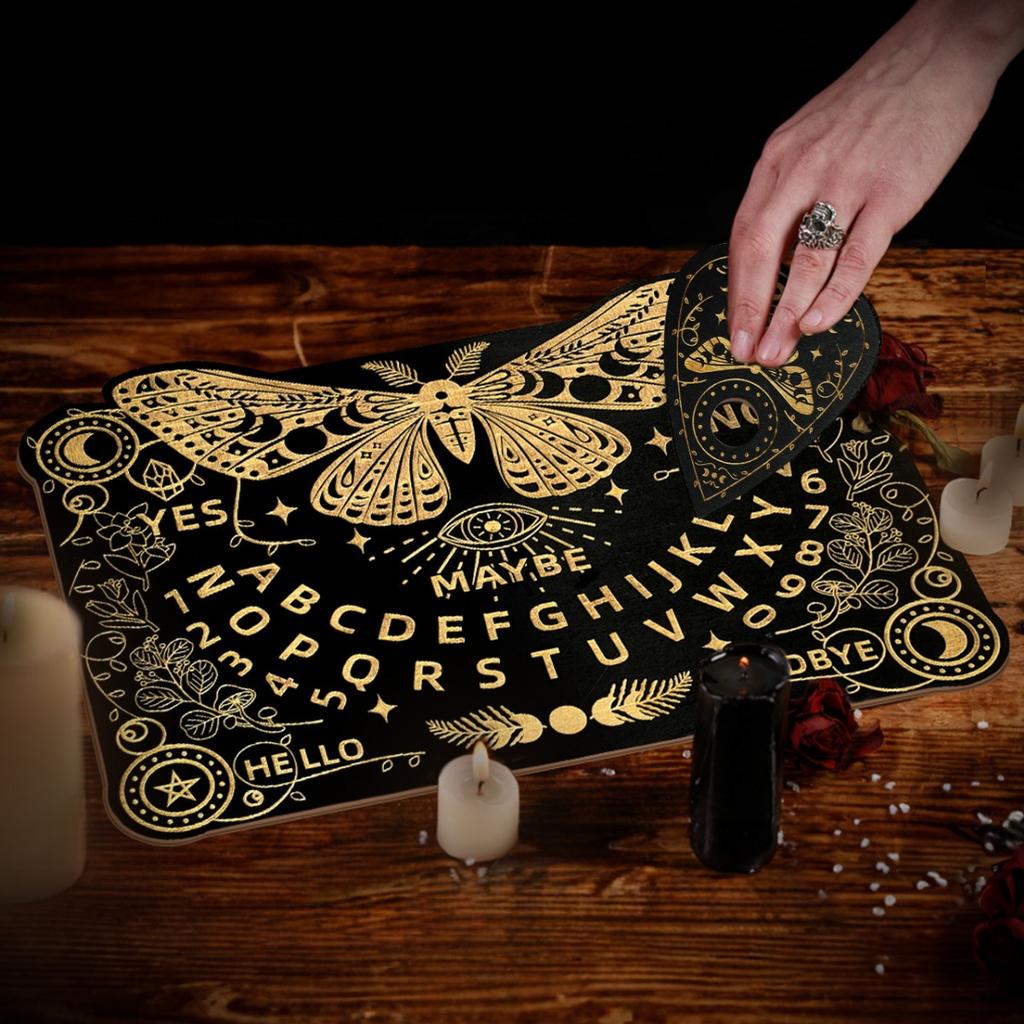 Комплект деревянной спиритической доски, подставка для карт Таро, набор гадальных досок для моли с планшеткой, черная подставка для алтарных карт, прямоугольная говорящая доска