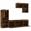 6 piece living wall unit with LED lighting smoked oak wood based material