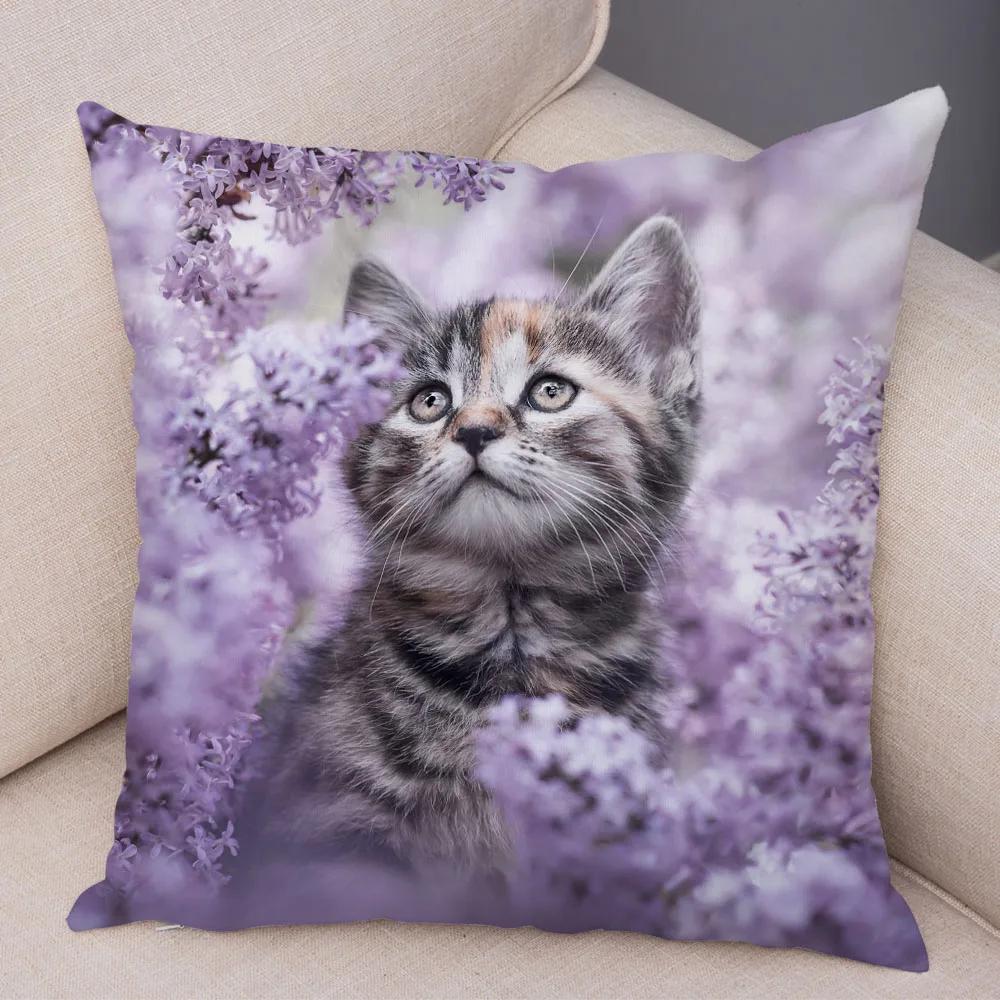 Симпатичная наволочка с принтом домашних животных, забавная кошка, украшение для автомобиля, дивана, домашняя наволочка