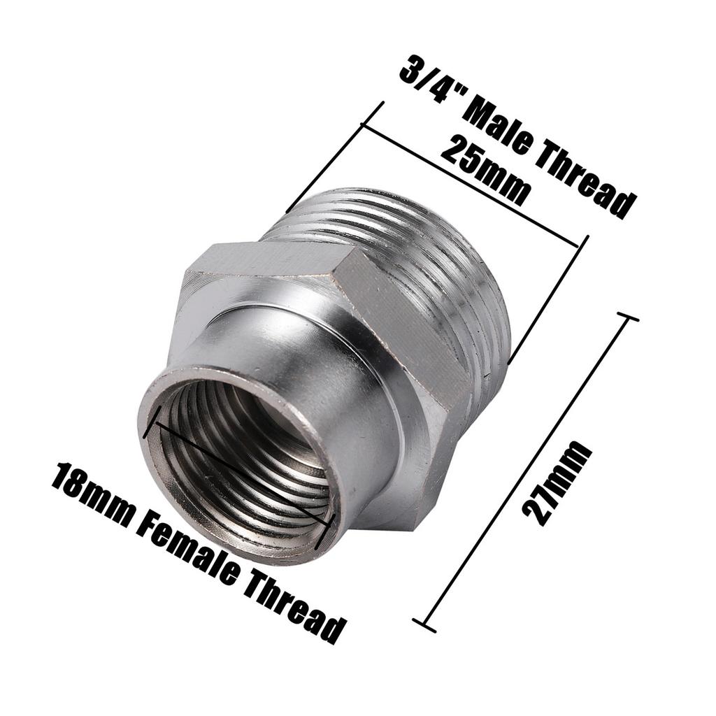 Silver M18 To 1/2" 3/4" Male Thread Adapter 18mm Thread Connector For Faucet Conversion Repair Tap Pump Purifier Accessories