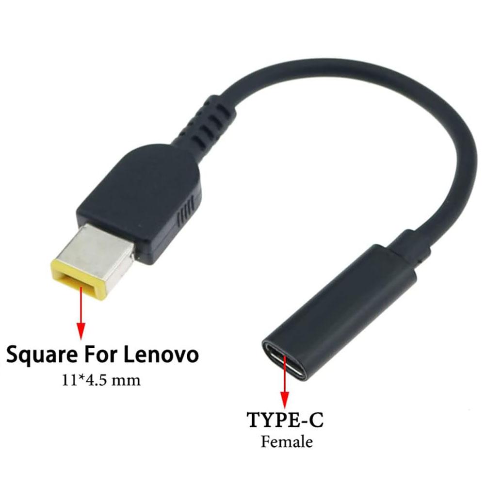 USB-C Type C To Square Tip Power Adapter Cable for Lenovo ThinkPad IdeaPad Yoga