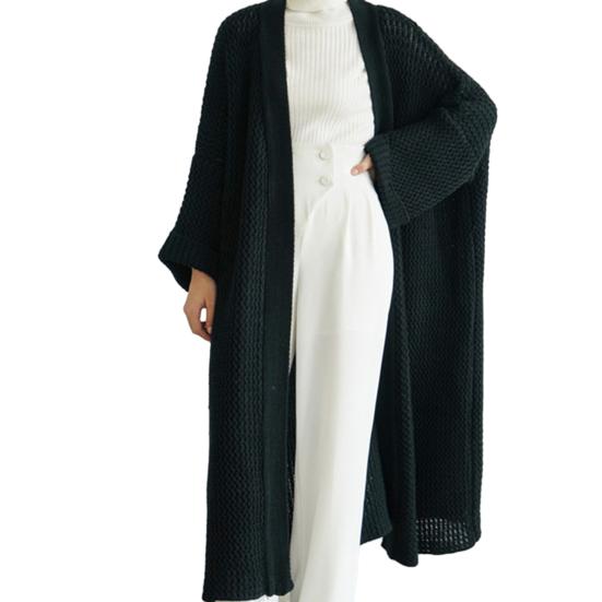 Весенне-осенний женский свободный длинный свитер, пальто с длинным рукавом, однотонный