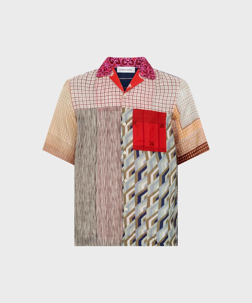 MARINE SERRE (U) Regenerated Silk Scarf Bowling Shirt Multi