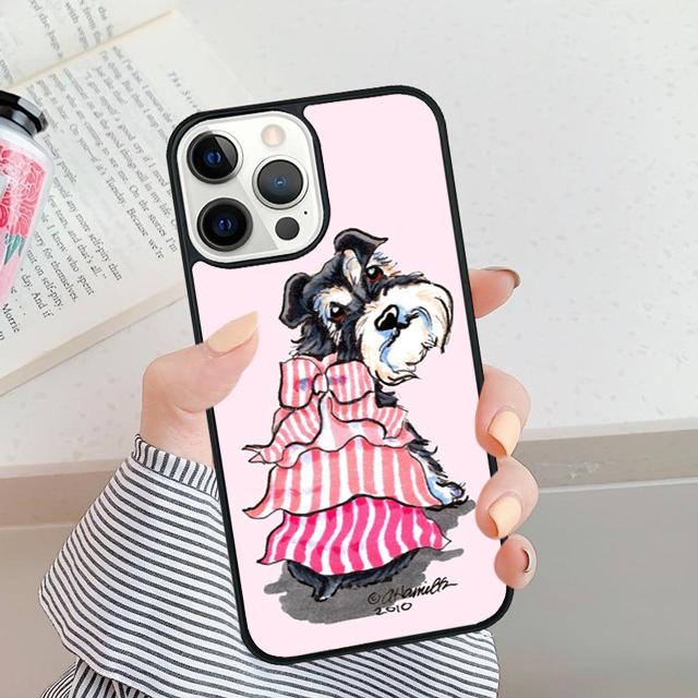 Cute Pet Dog Miniature Schnauzer Phone Case For iPhone 5 6 7 8 Plus X XR XS SE2020 Apple 11 12 13 Mini Pro Max Galaxy S20 S21