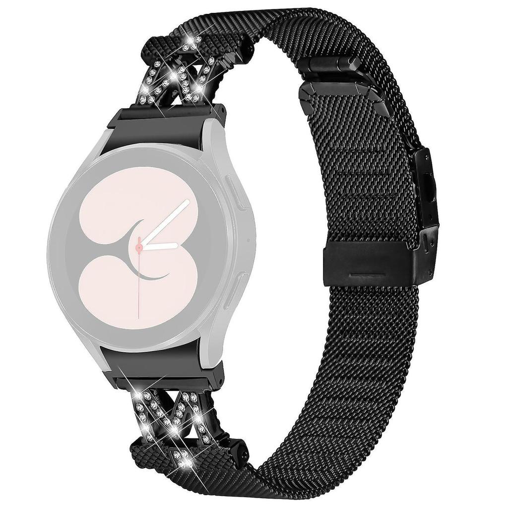 For Samsung Galaxy Watch6 40mm/44mm/Watch6 Classic 43mm/47mm Steel Watchband with Connector,Rhinesto