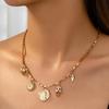 Gold Multi Pendant Necklace for Women, Vintage Light Luxury New Style Fashionable Collarbone Chain Accessory Gift