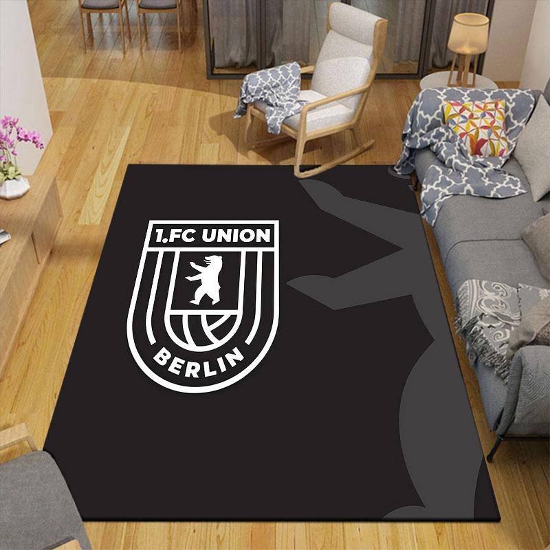 1. FC Union Berlin Flannel Printed Carpet, Home Sofa Decoration for Living Room & Bedroom, Non‑Slip Play Flannel Floor Mat for Game Room