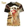Summer 3D Printing Goat Extra Large Loose Fit Men's Funny Street Round Neck Clothing Short Sleeve Quick Drying Top T-shirt.