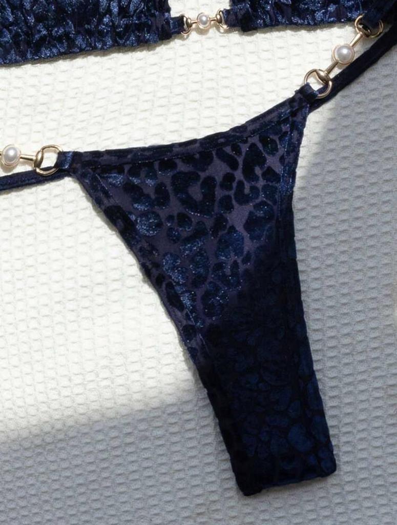 2025 Pearl Leopard Print Sexy Thong Swimsuit